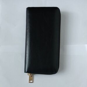 長財布 ブラック ゴールド金具 シンプル 男女両用タイプ