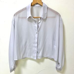 ハニーズ シアーシャツ シースルー クロップドシャツ ショート丈 レディース S