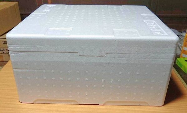 1個! 中古 リンゴ箱 フタ付き 発泡 スチロール 製 リンゴ ケース!