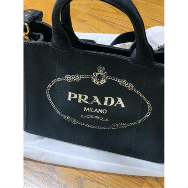 PRADA プラダ ハンドバッグ キャンバス トートバッグ ブラック CANAPA デニム 三角ロゴ カナパ