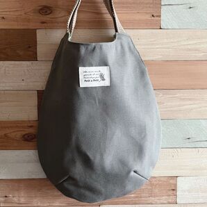 エッグトートバッグ たまごトートバッグ トート トートバッグ 濃グレー キャンパス地 帆布 ハンドメイド