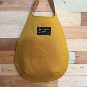 エッグトートバッグ たまごトートバッグ トート トートバッグ マスタード キャンパス地 帆布 ハンドメイド