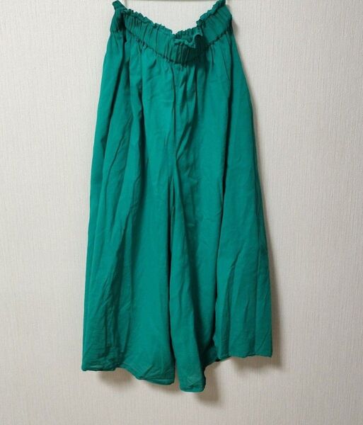 SHAREPARK ガウチョパンツ ウエストゴム 綿 М 体型カバーオンワード樫山 ワイドパンツ