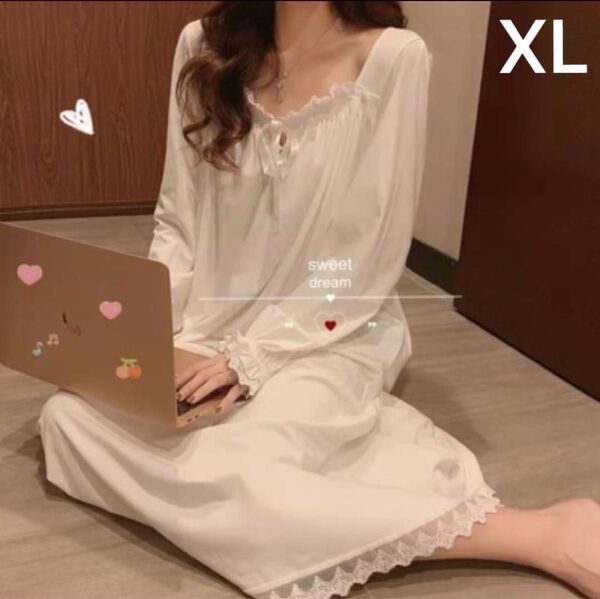 ネグリジェ パジャマ ルームウェア ワンピース 部屋着 ナイトウエア レース XL