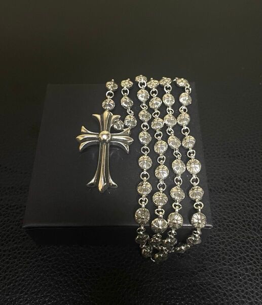 《美品》希少 数ある限り ボールチェーン ネックレス クロスペンダント チェーン シルバー925 silver 刻印