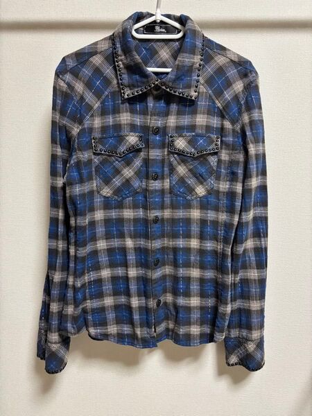 00s archive japanese label check shirt midas チェック ラメ入り長袖 シャツ Lサイズ