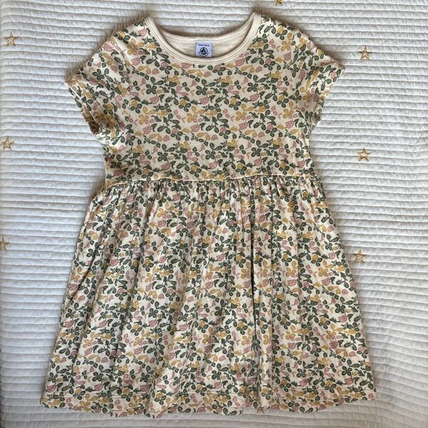 PETIT BATEAU プチバトー 女の子 ワンピース 110 116 小さめ 花柄 春 夏 半袖 美品