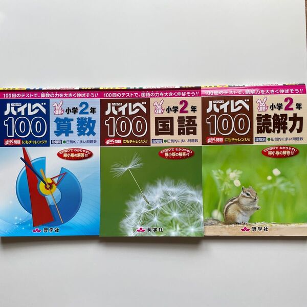 【未記入】奨学社 ハイレベル100 小学2年 算数 国語 読解力 3冊セット