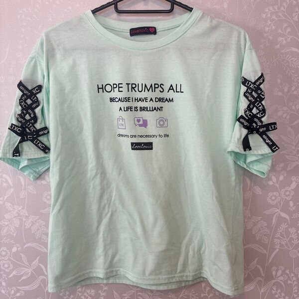 Lovetoxic Tシャツ 半袖 袖リボン ミントグリーン