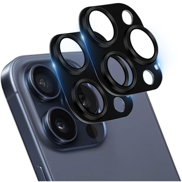 iPhone15 Pro / 15 Pro Max カメラフィルム アルミ合金製【2枚セット-国産AGC旭硝子素材】 レンズ保護
