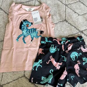 新品未使用 タグ付 H&M セットアップ セット ノースリーブ ショートパンツ スパンコール 120