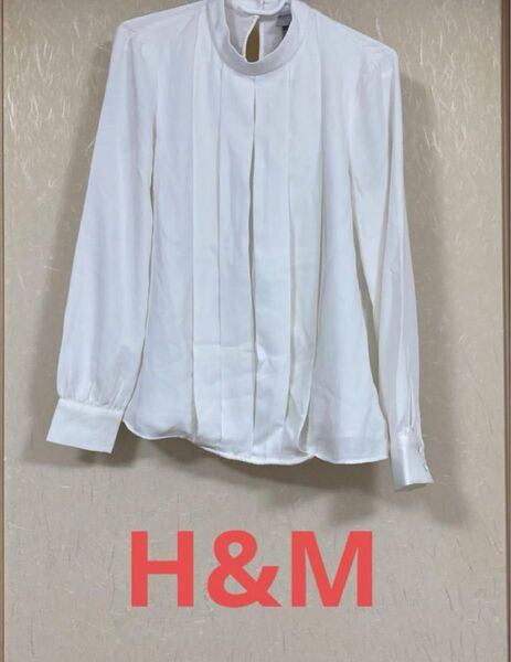 H&M 長袖シャツブラウス ホワイト ボウタイ