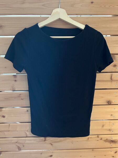 リブ Tシャツ 黒 半袖 Mサイズ