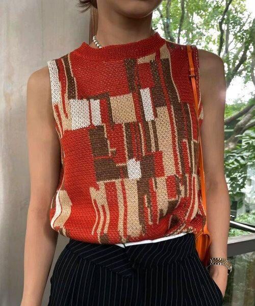 アメリヴィンテージ RUG LIKE AMERICAN SLEEVE KNIT サマーニット レッド