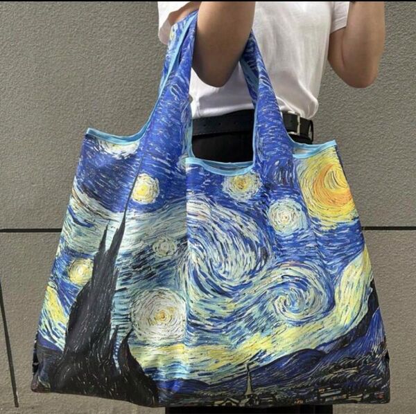 ゴッホ 星月夜 エコバッグ トートバッグ エコバック 折りたたみ コンパクト