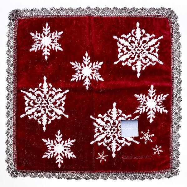 新品未使用 バーバリー BURBERRY タオルハンカチ レース付き 刺繍 雪の結晶 スノーフレーク
