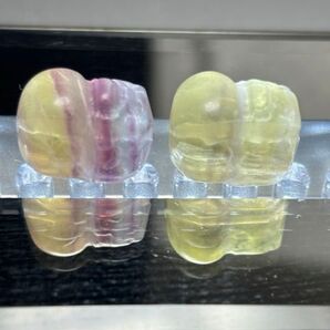 フローライト 貔貅 天然石パーツ2個セット