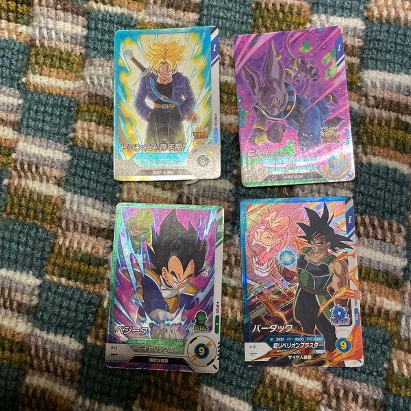 ドラゴンボールスーパーダイバーズカード 4枚セット ビルス トランクス青年期 バーダック ベジータ