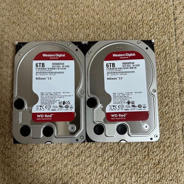 WD NAS用HDD Red WD60EFAX 6TB×2台 12TB