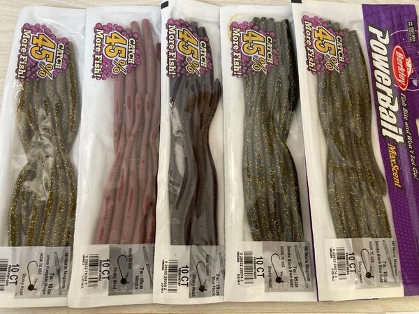 ★ 未使用 バークレイ パワーベイト マックスセント ヒットワームマグナム 7インチ 5個セット Berkley ★