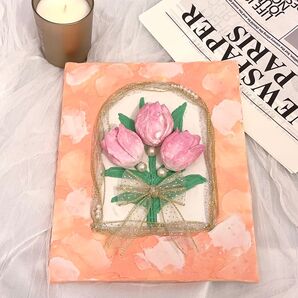 テクスチャーアート 絵画 絵の具 絵 インテリア 抽象画 美術 バラ 装飾 花 ハンドメイド 押し花素材 工芸品 工芸品 美術