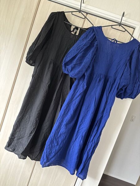 ロングワンピース しまむら 大きいサイズ LLサイズ 半袖