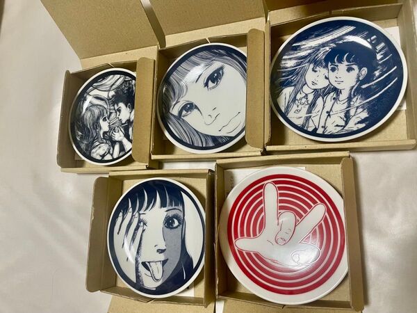 楳図かずおさん 大美術展 豆皿 5種セット おろち 洗礼 私は真悟 グワシ
