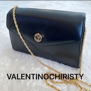 VALENTINO CHRISTY フォーマルバック ハンドバッグ ショルダーバック チェーンバッグ 黒バック 冠婚葬祭 黒