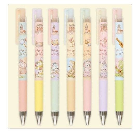 新品未使用 ダッフィー&フレンズ ゲルインキボールペン 黒 7本セット ディズニー