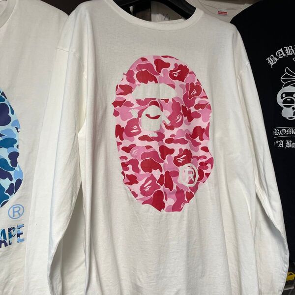 bape エイプ ロングTシャツ(ピンク) 美品