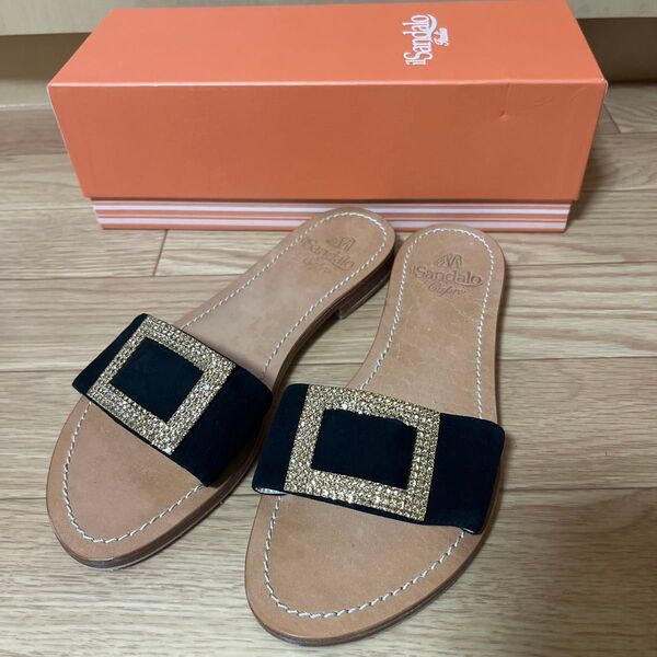 【美品】イルサンダロ スワロフスキー フラット サンダル 37