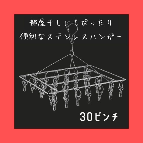 1091 洗濯ハンガー ピンチハンガー 30ピンチ 物干し ステンレス 洗濯用品 室内干し 部屋干し 洗濯グッズ 洗濯ばさみ
