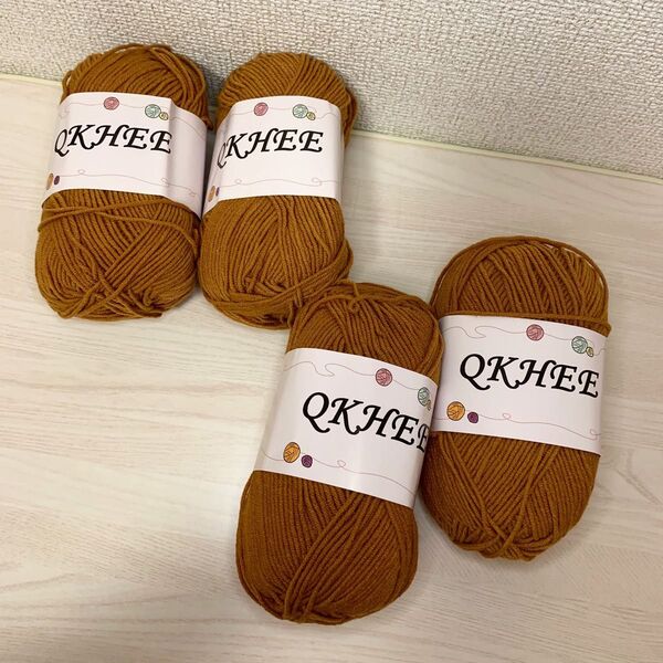 海外製毛糸 毛糸 QKHEE 綿アクリル アクリルコットン 4玉セット 毛糸 手芸材料 編み物 編み玉