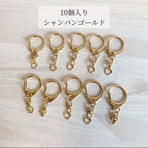 ナスカン 10個セット 金具 ハンドメイド パーツ シャンパンゴールド スナップフック 手作り パーツ キーリング