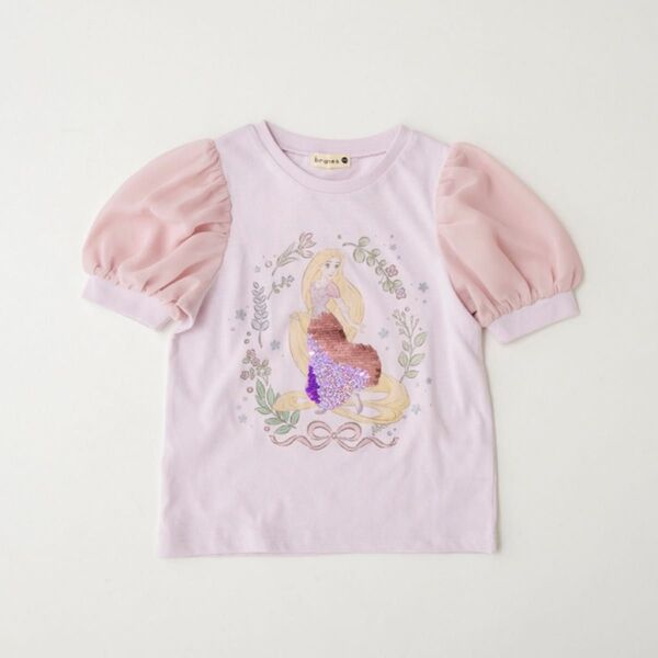 新品 ブランシェス スパンコール×パフ袖Tシャツ