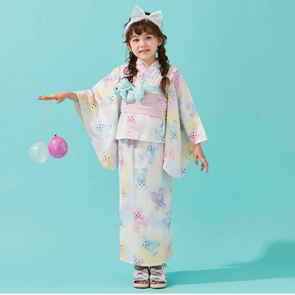 新品 メゾピアノ マルチくま柄 浴衣