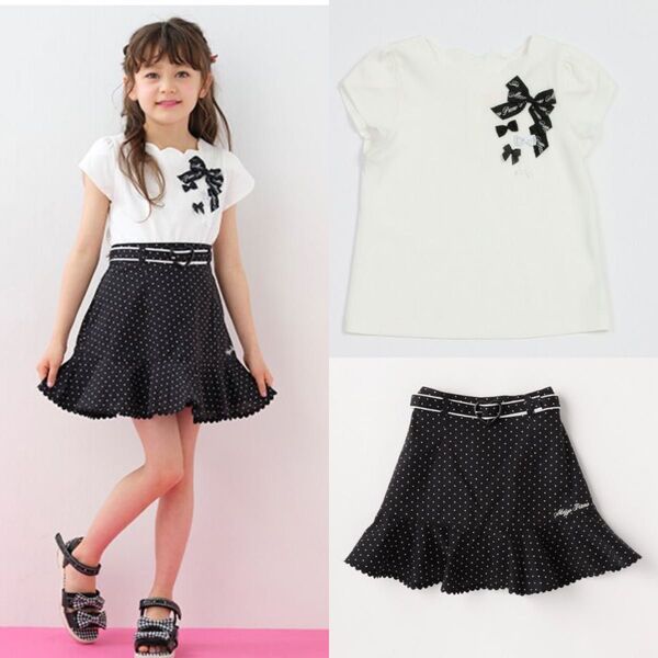 新品 リボンイッパイ スカラップ衿Tシャツ スカート セット