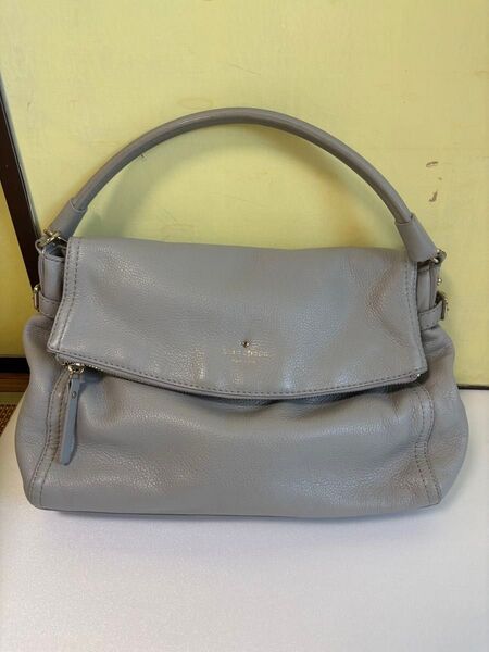 値下げしました!kate spade new york ハンドバッグ レザー グレー 2wayバッグ ケイトスペード