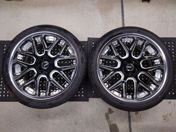 ホイールのみ中古2本/アミスタット(work製)/ライエンM07/ブラックスリットマシニング/20×9.0J+38/アルファード
