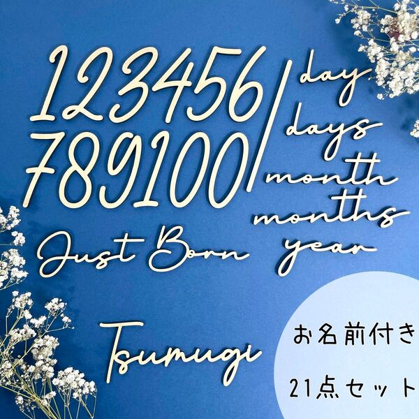 【ネームオーダー付き】木製月齢フォト typeD/マンスリーフォト 月齢カード