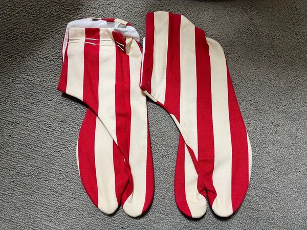 足袋 ストライプ 赤/白 たび 23.5cm