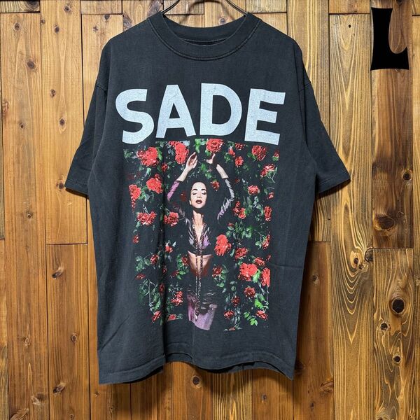 Lsize シャーデー Sade ビンテージ加工Tシャツ バンドTシャツ