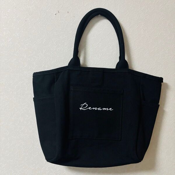 Rename 帆布 キャンバス トートバッグ (ペットボトルホルダー装備) トートバッグ ロゴ リネーム
