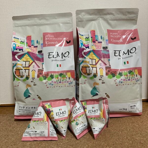 ELMO 幼犬用ドッグフード リッチ イン チキン 3kg×2個サンプル4個