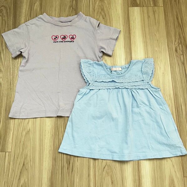 Tシャツ ノースリーブ 2点セット GU 半袖 半袖Tシャツ 女の子 カットソー