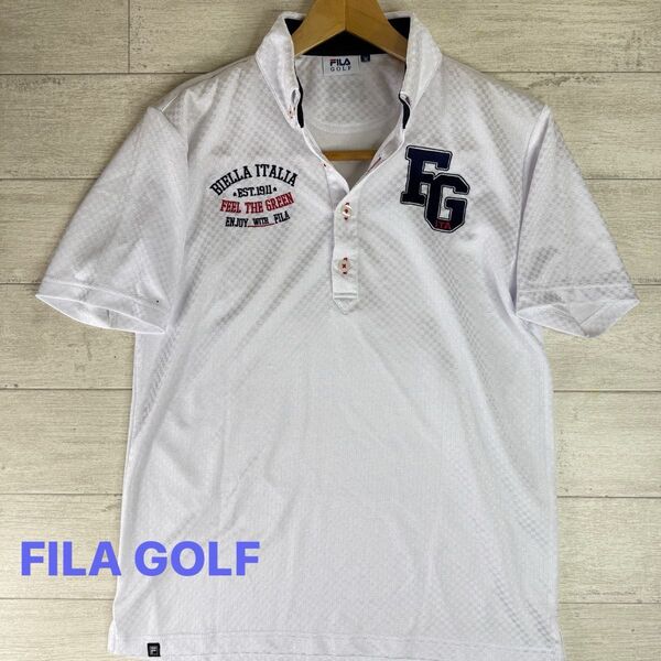 FILA GOLF ポロシャツ メンズ Mサイズ ホワイトゴルフウェア スポーツシャツ 通気性抜群
