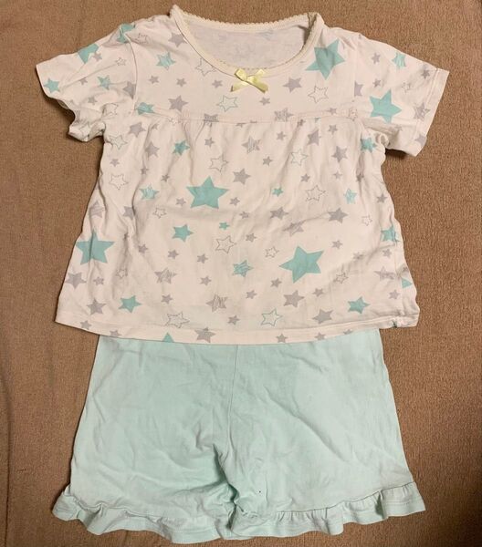 【本日限定価格】西松屋 半袖 パジャマ セットアップ 上下セット 半袖Tシャツ ハーフパンツ ホワイト ブルー 星柄 95cm