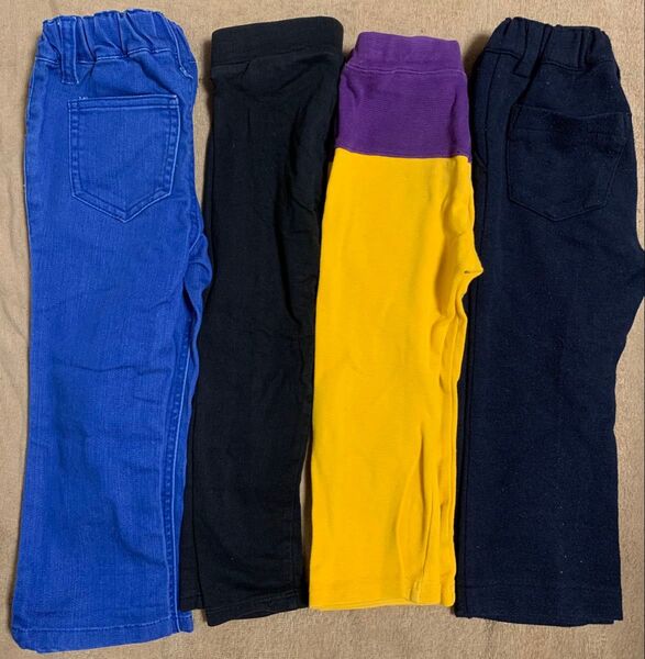【本日限定価格】【4点セット】H&M マザウェイズ 長ズボン パンツ ボトムス レギンス デニム 無地 イエロー 黒 95cm