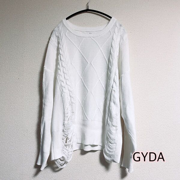 GYDA ジェイダ トップス ニットトップス ダメージトップス 長袖トップス サマーニット ルーズトップス