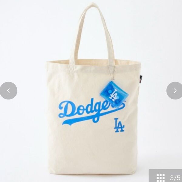MLB ドジャース LAロゴ入りコインケース付き キャンバス生地 帆布トートバッグ BAG 大谷翔平
